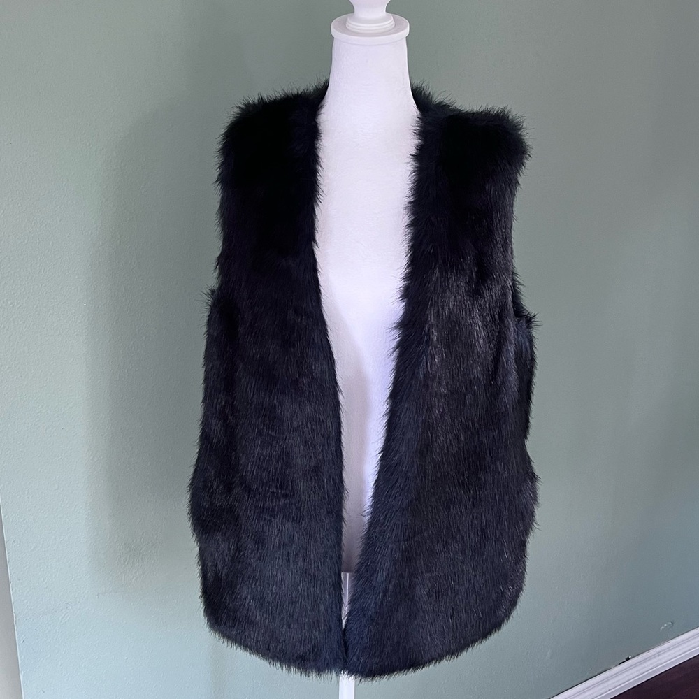 Forever 21 Blue Faux Fur Longline Vest Size Large
